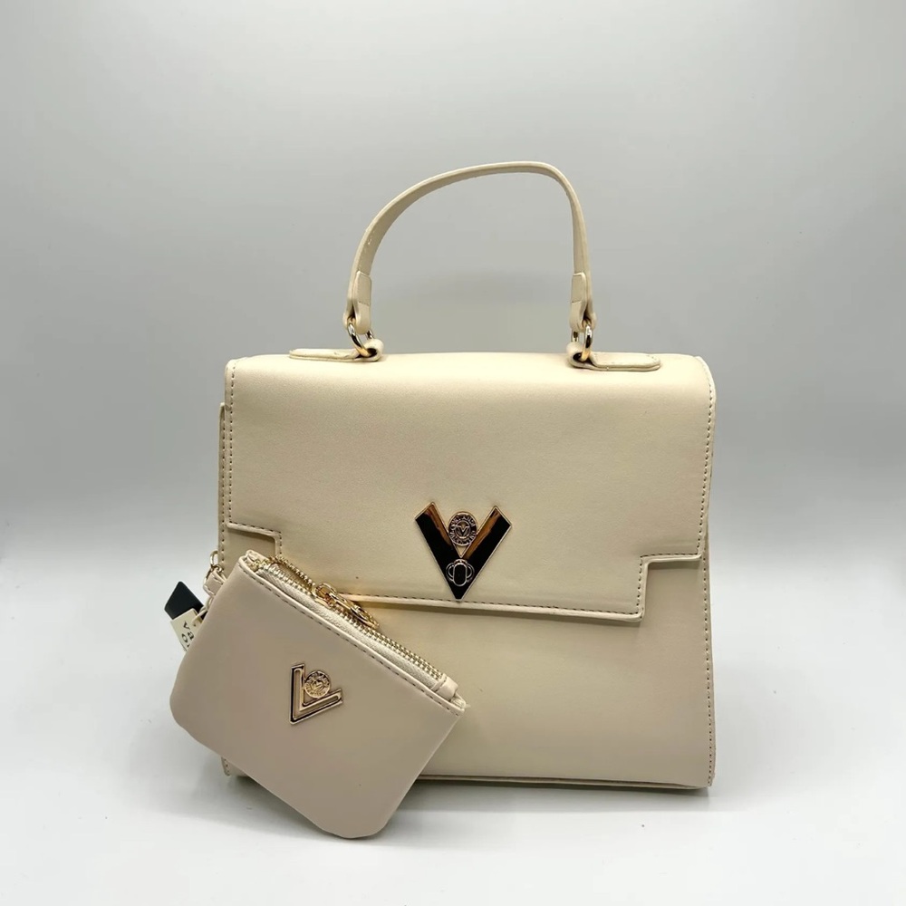 NWT Valentino Orlandi Elegant Cream Crossbody with Matching Pouch